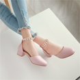 thumbnail image 4 of Huowey Baby Girls Mary Jane Dress Shoes Pumps Low Heels Flower Party High School Prom Sandals Dress Shoes Soft Footwear, 11.5-12 Years, 4 of 9