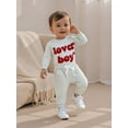 thumbnail image 5 of BemeyourBBs Baby Boy Spring Clothes Valentines Day Outfits Lover Boy Letter Embroidery Romper Solid Pants Set, 5 of 9