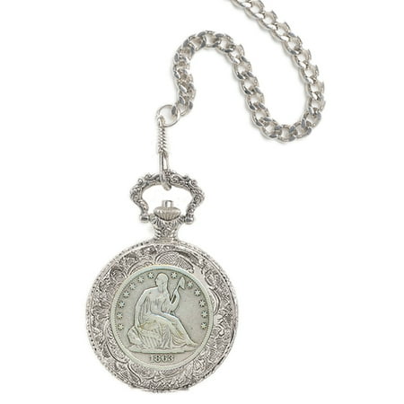 Seated Liberty Silver Half Dollar Coin Pocket Watch