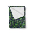 thumbnail image 2 of Leaves Soft Flannel Fleece Throw Blanket, Entangled Arrangement of Tropical Plant Species Fuzzy Veiny Leaves, Cozy Plush for Indoor and Outdoor Use, 50" x 70", Pale Green Navy Blue, by Ambesonne, 2 of 5
