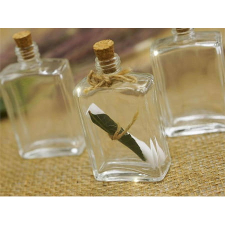 BalsaCircle 12 pcs 3in Clear Rectangle Glass Favors Bottles with Cork Stoppers - Party Wedding Favors