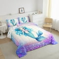 thumbnail image 4 of Feelyou Kawaii Blue Mermaid Bedding Comforter Set for Teen, Dreamy Ocean Princess Twin Comforter Sets, Glitter Fish Scale Reversible Bedding Set, Ultra Soft Bedroom Decor, 2-Piece, 4 of 9