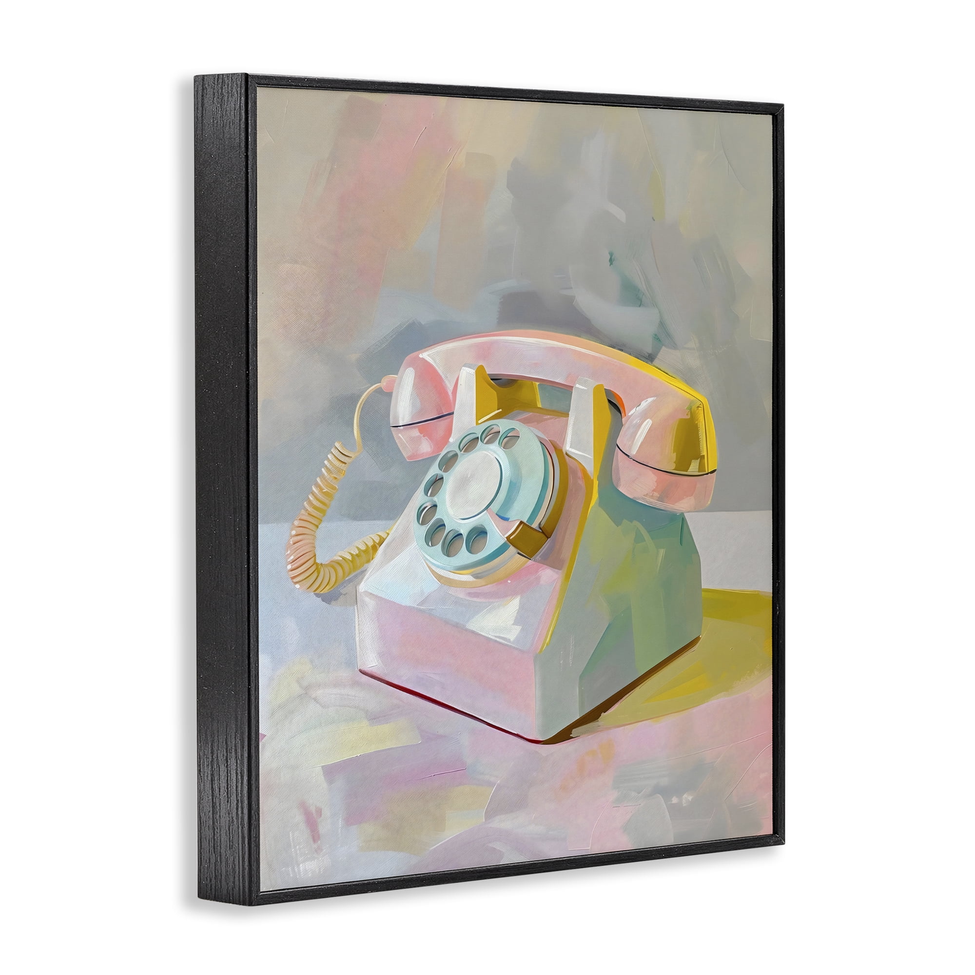 Stupell Industries Retro Telephone in Pastels Black Framed Giclee Art, design by The Prints Vibe