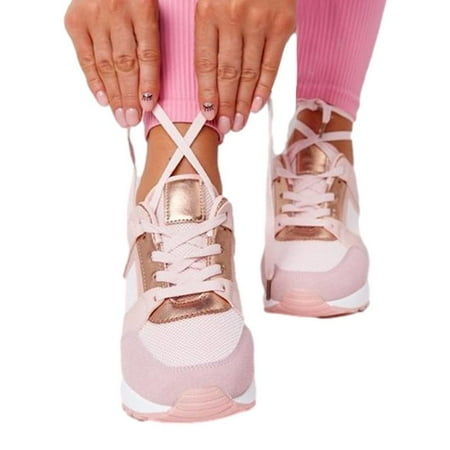 

High Heeled Women Walking Shoes Casual Running Athletic Sneakers
