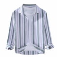 thumbnail image 1 of Camisas Para Hombre Manga Larga Negra Camisa de hombre Moda Tendencia Suelta Cuello cuadrado Camisa casual a rayas (Green, XL), 1 of 3