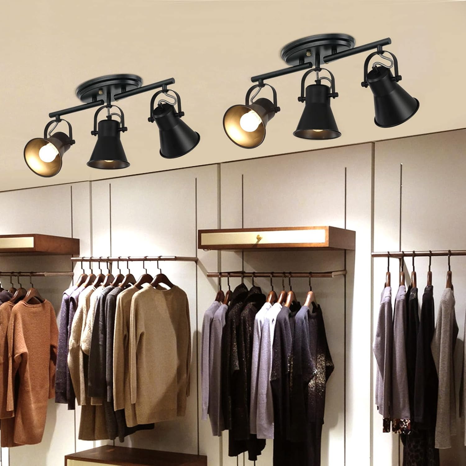 KEESFU 3-Light Ceiling Track Lighting Fixture, Black Adjustable Spot Head , Modern Track Light for Bathroom Vanity Kitchen Hallway