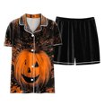 thumbnail image 5 of enyan Woman Halloween Pajamas Silk Pajamas Set Satin Cami Top and Shorts Nightwear Black,S, 5 of 5