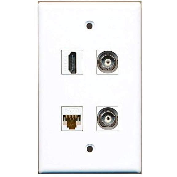 RiteAV - 1 Port HDMI 2 Port BNC 1 Port Cat6 Ethernet White Wall Plate