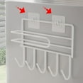 thumbnail image 3 of Black Refrigerator Rack Wall Mount Paper Towel Holder with Hooks,Fridge Side Shelf Kitchen Hooks for Towel, Pot Pan, Spoon, Coats, Bathrobe, Wall Mounted Hanger, 3 of 5