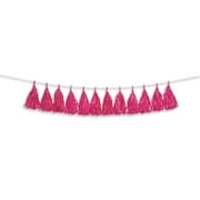 Darice Fuchsia Tissue Tassel Garland, 12 pcs, 6ft