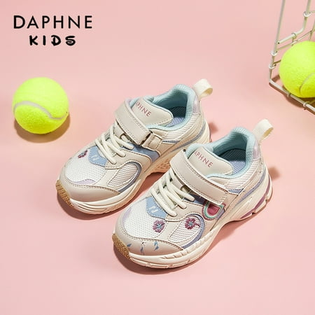 

DAPHNE Girls Cute Sneakers With Flower Embroidery Stitching Mesh Breathable Chunky Sneakers Low Top Lightweight Running Shoes For Spring