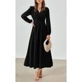 thumbnail image 4 of Vestido largo PRETTYGARDEN 2025 primavera manga larga con cuello en V para mujer, 4 of 8