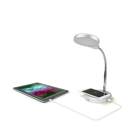 Mainstays LED Desk Lamp with Qi Wireless Charging and USB Port, (Best Uvb Light For Turtles)