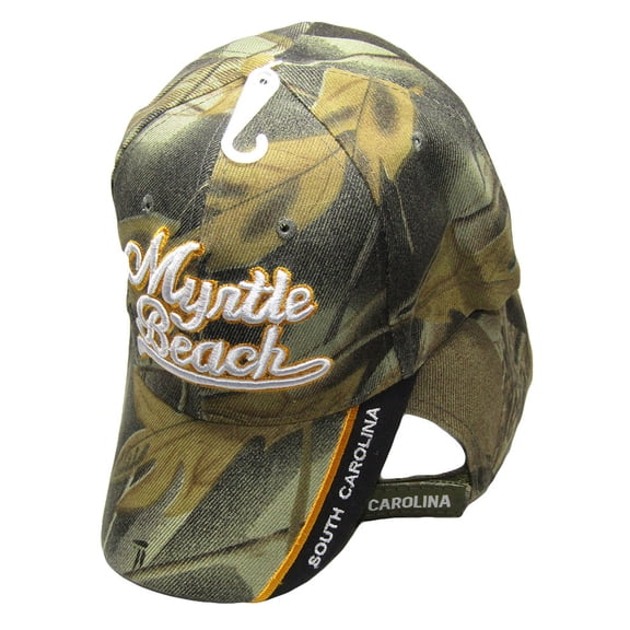 Myrtle Beach Script South Carolina Camouflage Camo Embroidered Cap Hat
