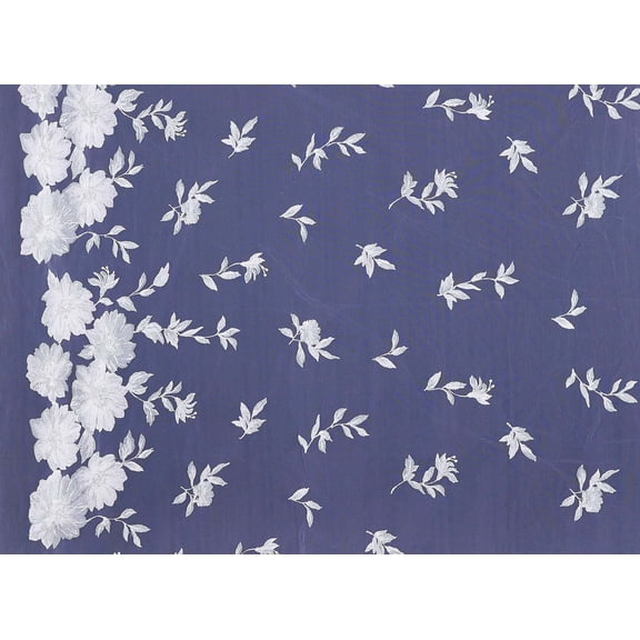 Zelouf Crew Large Floral Embroidery Single Border  , Sewing, DIY, Crafts Fabric by the Yard, Lavender, 3 Yard