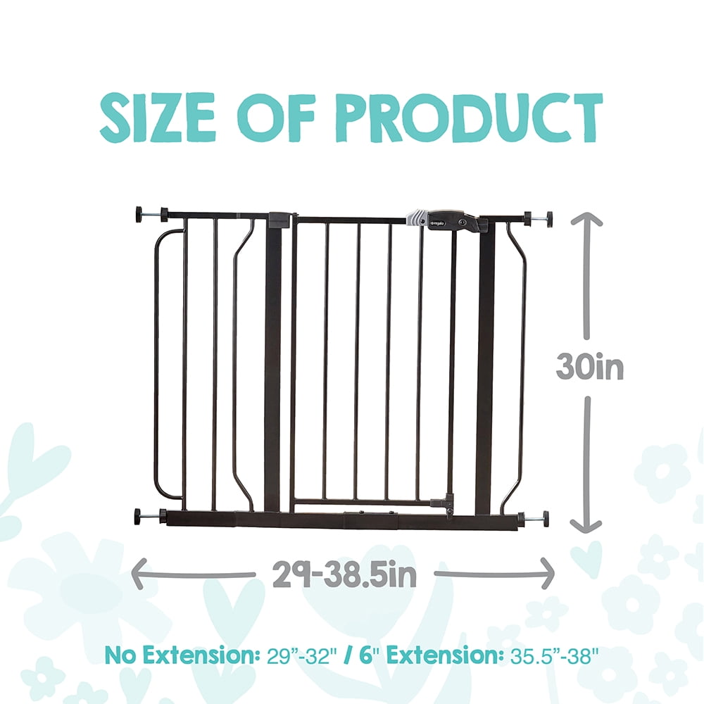 Regalo Easy Step 38.5-Inch Wide Walk Thru Baby Gate, Black, Metal