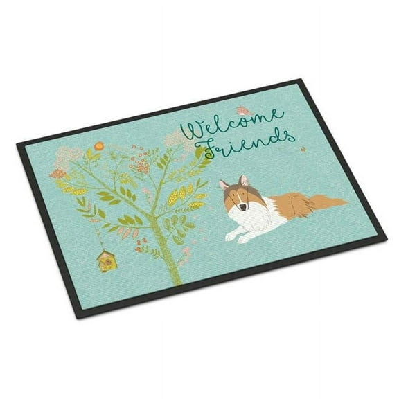 Carolines Treasures  Welcome Friends Collie Indoor or Outdoor Mat, 18 x 27 in.