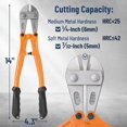 thumbnail image 3 of Bates- Bolt Cutter, 14", Orange, Chain Lock Cutter Heavy Duty, Bolt Cutters Heavy Duty for Locks, Screw Cutter, Chain Link Fence Cutter, Bolt and Wire Cutter, Chain Lock Cutters, Bolt Cutter Tool, 3 of 5