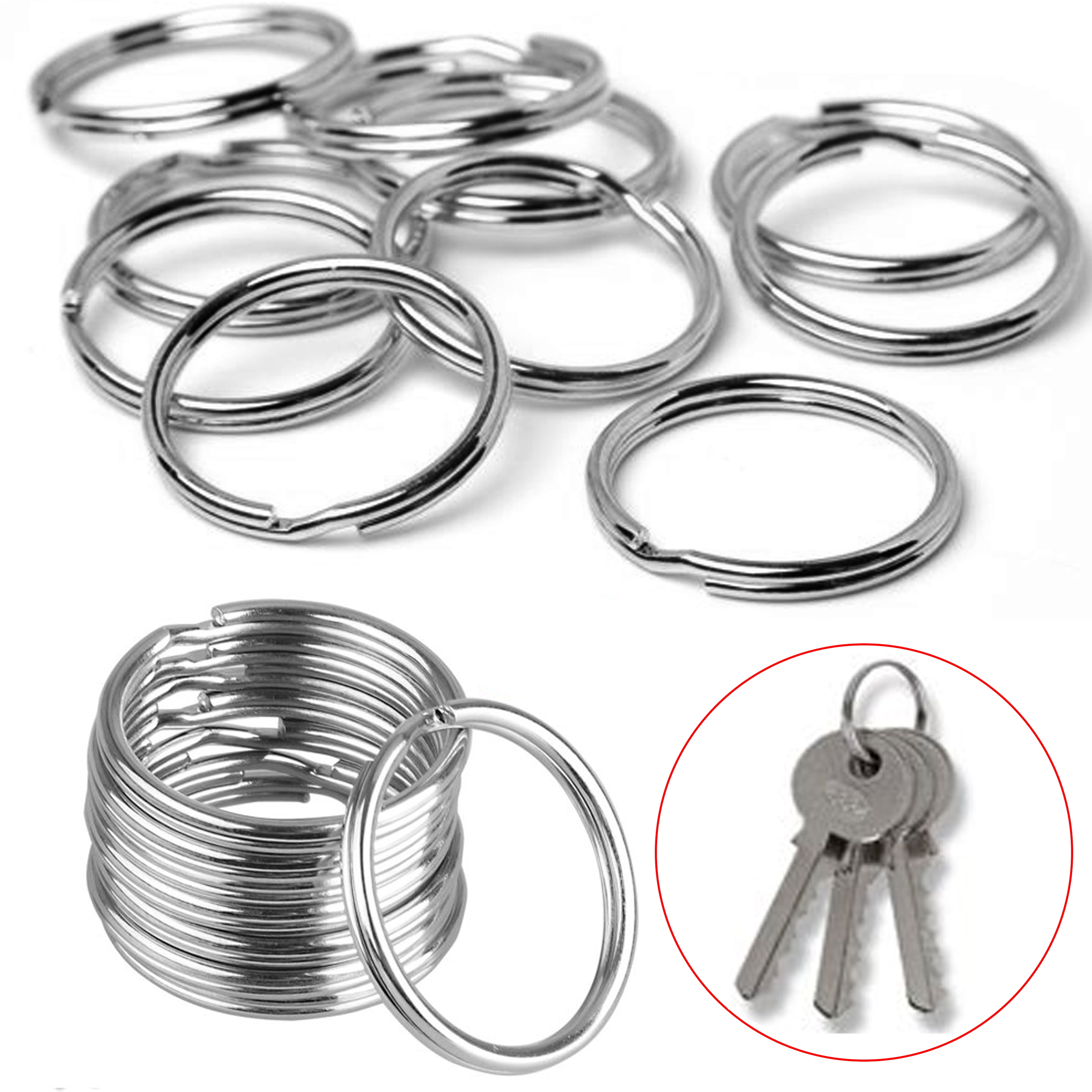10X Quality 50Mm Keyring Split Ring Set Heavy Duty Large Nickel Key Loop  Sprung Hoop