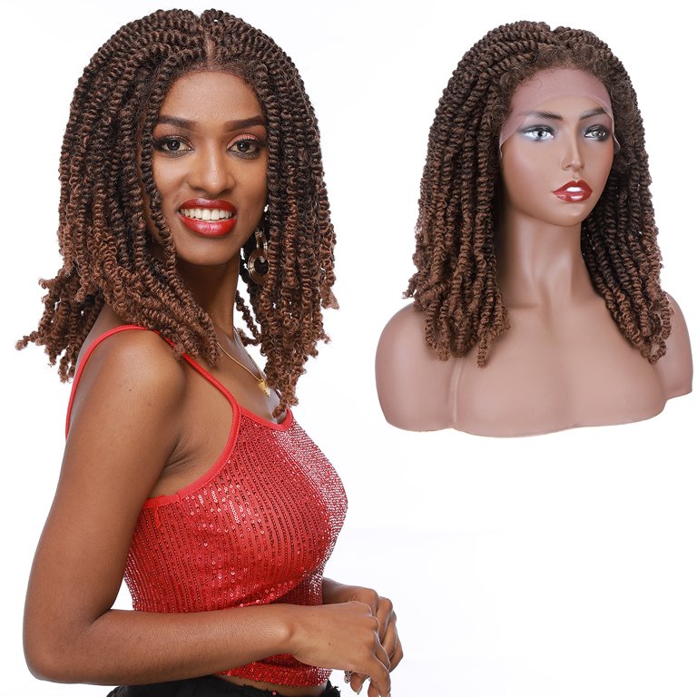 SEGO Double Braids Lace Front Wigs for Women Long Curly Synthetic