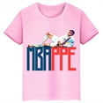 thumbnail image 3 of Camiseta de algodón rosa de verano de manga corta con estampado de Mbappé para niños, ropa informal para niños y niñas, camisetas deportivas, 3 of 5