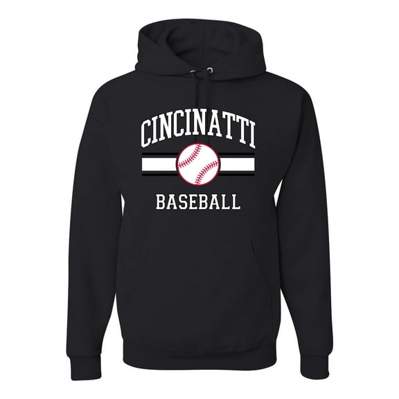 Wild Bobby City of Cincinnati Baseball Fantasy Fan Sports Unisex Hoodie Sweatshirt, Black, Small