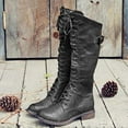 thumbnail image 2 of Aoochasliy Womens Boots Winter Clothes Retro Soft Up Boots for Round Toe Low Heel Knee High Combat Boots, 2 of 3