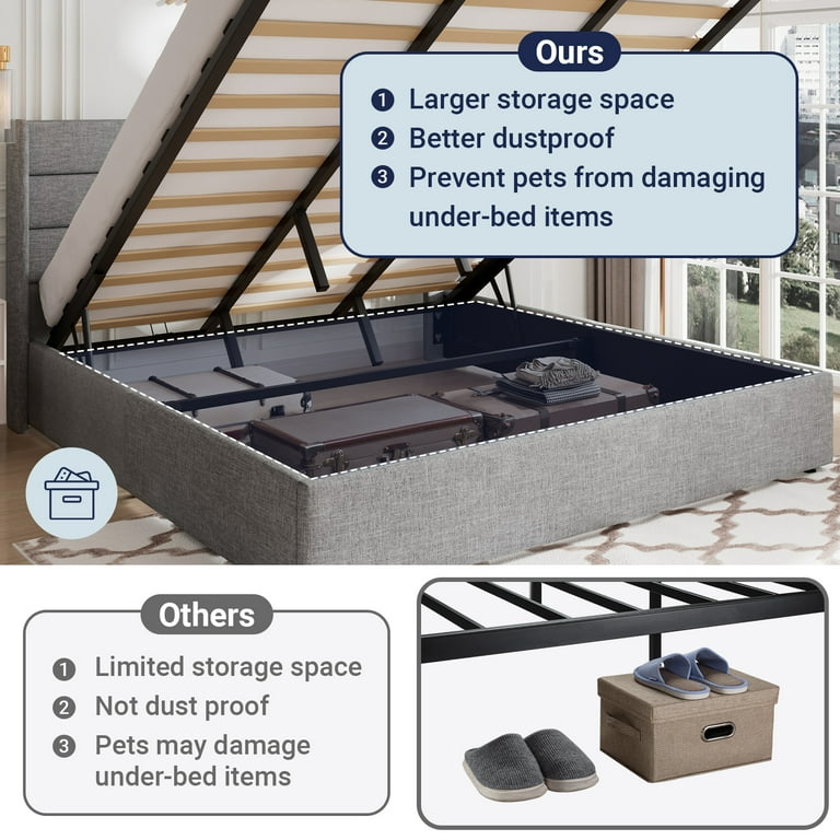 Allewie Queen Size Upholstered Wooden Platform Bed Frame