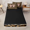 thumbnail image 4 of Homewish Leopard Animal Print Zipper Full Size Comforter Sets with Fitted Sheet and 2 Pillowcases For Women,Pink Girly Bow Zipper Bedding Set For Girls Kids,Black Reversible,4 Pieces, 4 of 7