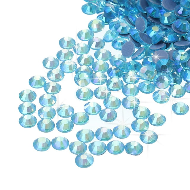 Uxcell Hotfix Rhinestones Flatback Crystal Glass Gems for Craft Clothes DIY Decoration Bright Lake Blue 4.8mm