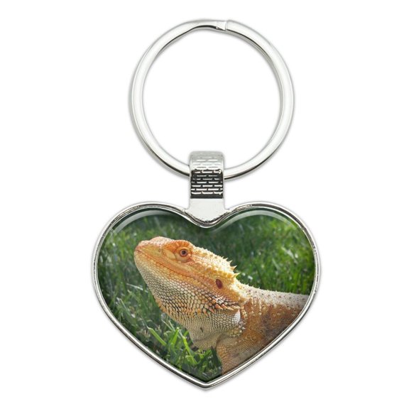 Bearded Dragon in Profile Heart Love Metal Keychain Key Chain Ring