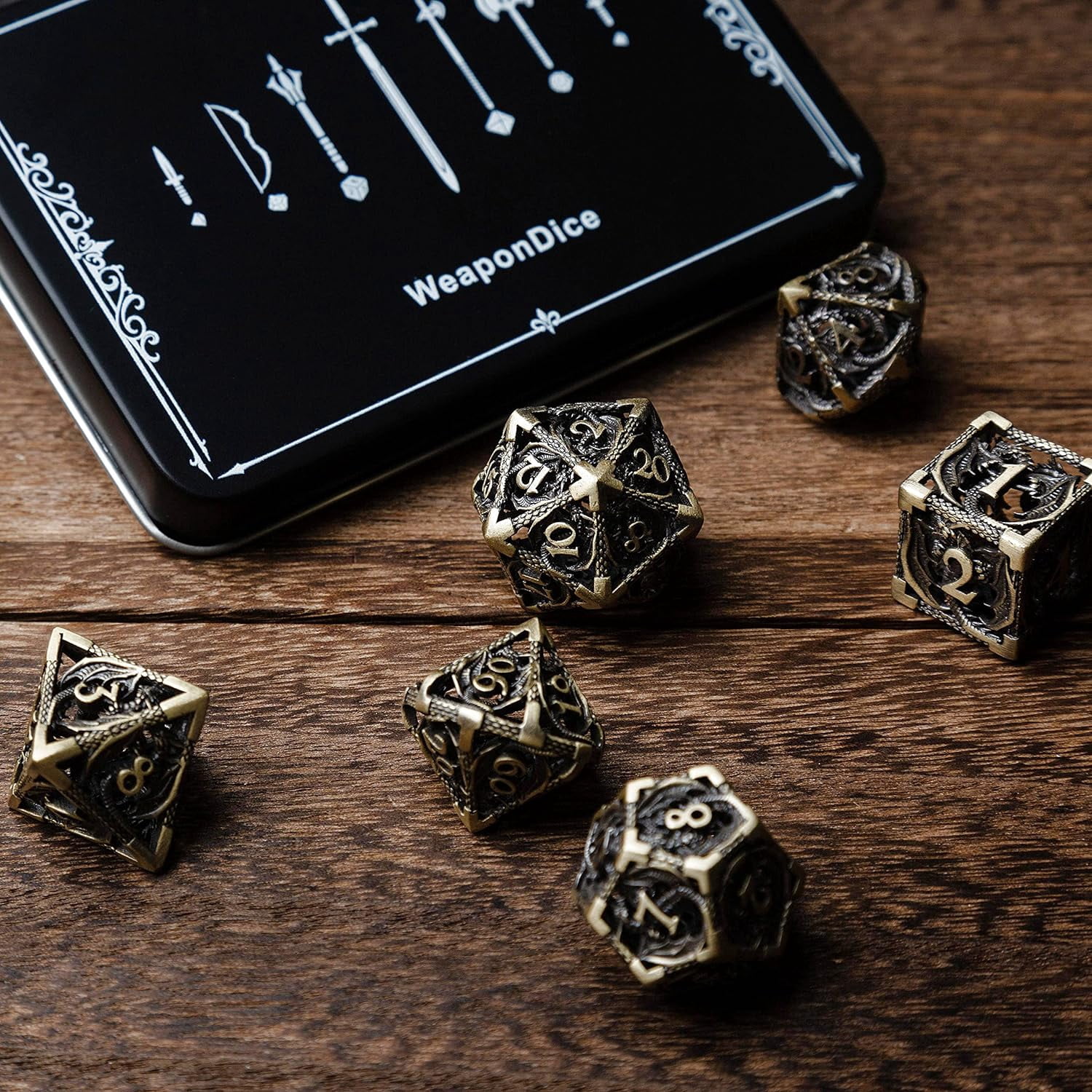 John Carter Of Mars Helium Dice Set - 6 Custom Dice For RPG Gaming, White Marble Style With Barsoom Symbols