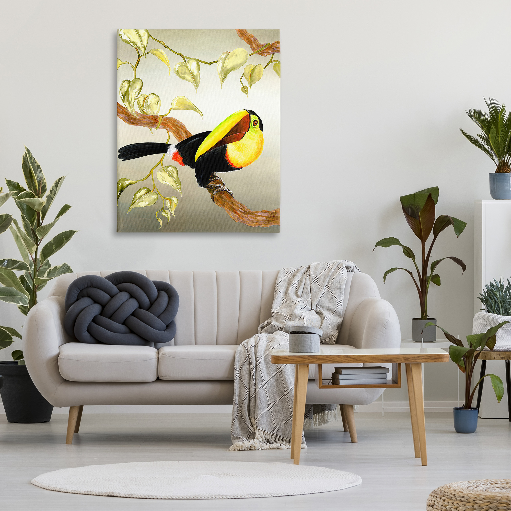 Stupell Industries Toucan Perched on Branch Animals & Insects Painting Gallery Wrapped Canvas Art Print Wall Art, 36 x 48