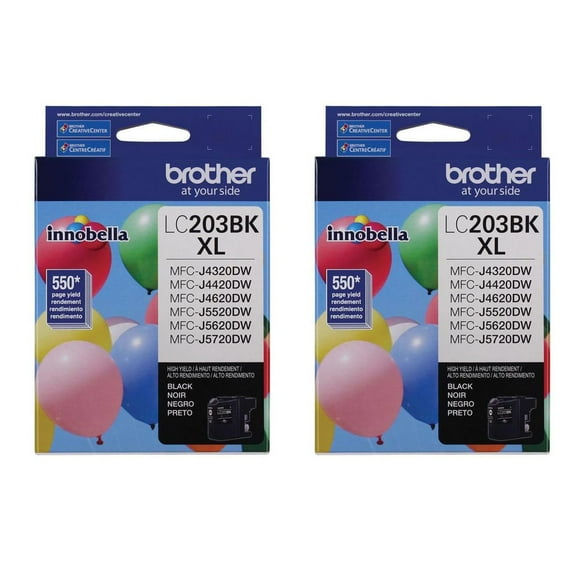 Brother 2 Pack LC203 Innobella High Yield XL Series Black Ink Cartridge, 550 Pages Yield