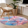 thumbnail image 5 of Watercolor Spring Floral Round Area&nbsp;Rug 4ft Summer Pink Flower Farmhouse Country Non-Slip&nbsp;Washable Circle Rugs Soft Felt Indoor Floor Mat for Bedroom Kitchen Living Room Bathroom, 5 of 9