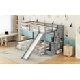 thumbnail image 6 of CoSoTower Twin Over Full Bunk Bed with Slide, Storage Staircase, Pine Solid Wooden Bunk Bed with Safety Guardrails ,Grey, 6 of 9