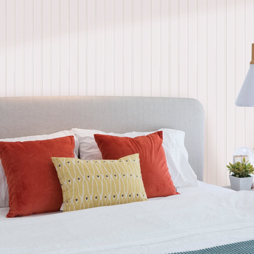 Tempaper Beadboard White Peel and Stick Wallpaper, 20.5" x 16.5'