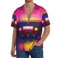 thumbnail image 1 of Fotbe Neon Cassette Tape Camisa Estampada de Manga Corta para Hombre, Casual de Verano, Estilo Playero, Sin Arrugas-3X-Large, 1 of 5