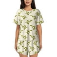 thumbnail image 1 of Fotbe Green Snake Conjunto de Pijama Estampado para Mujer, 2 Piezas, Ropa de Dormir con Camiseta de Manga Corta y Shorts Suaves-X-Large, 1 of 6