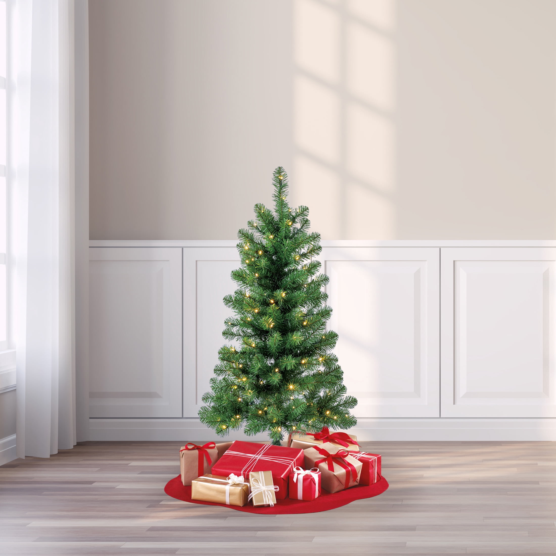 4' Indiana Spruce Prelit Green Artificial Christmas Tree with Color-Changing LED Lights, by Holiday Time
