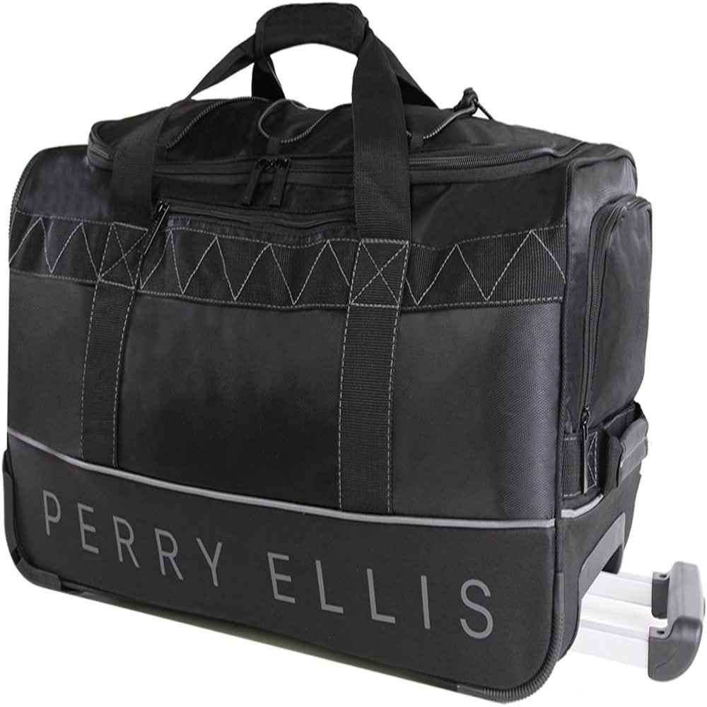 Perry Ellis Mens Extra Large 35 Rolling Bag-A335 Duffel Bag One Size Black/Grey