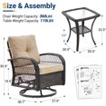 thumbnail image 2 of YOUDENOVA 3-Piece Wicker Patio Bistro Set with Rattan Rocking Chairs, Glass Top Side Table, and Thick Cushions for Porch, Deck & Backyard, 2 of 6