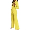 thumbnail image 3 of Pants Suits for Women Dressy 2 Piece Business Casual Lapel Long Sleeve Open Front Blazer Pants Suit Set Yellow XXL, 3 of 8