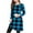 A01-Blue, variant on Womens Long Sleeve Tunic Dress Plaid Pleated Front Swing Sweater Dress Relaxed Fit Round Neck Mini Dress with Pockets