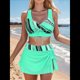 thumbnail image 5 of Conjunto de Bikini de Cintura Alta para Mujer, Falda con Control de Abdomen, Traje de Baño de Dos Piezas con Estampado de Control de Abdomen Verde L, 5 of 6