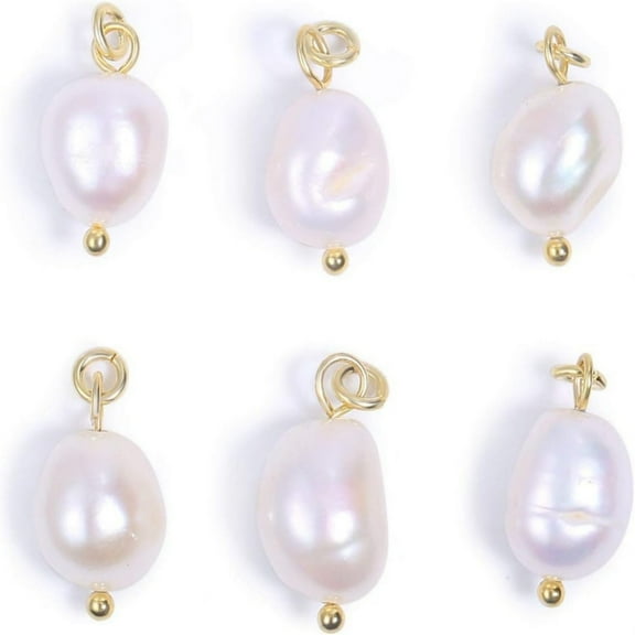 Lancharmed Gold Necklace Pendants 14K Gold Plated Gold Coloured Dangling Head Shaped Pearl Pendant 6Pcs Sister Gifts From Sisters