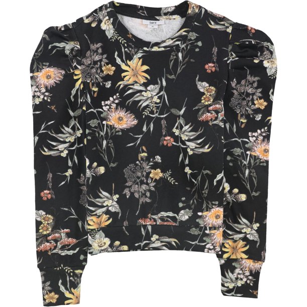 bar III Sudadera con mangas abullonadas para mujer, negra, pequeña