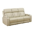 thumbnail image 6 of Recliner Sofa Set with LED Lights, Living Room Furniture Set, Breathing Power Leather Sofas with Storage Console/Cup Holders (3 Pieces Beige Reclining Chair+Loveseat+Sofa Set), 6 of 13