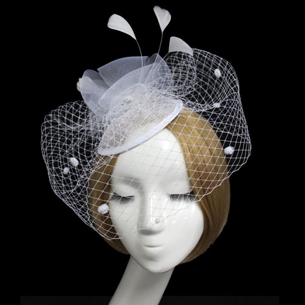 Wedding Races Party Fascinator Veil Net Hat with Cones and Feathers Hatinator 