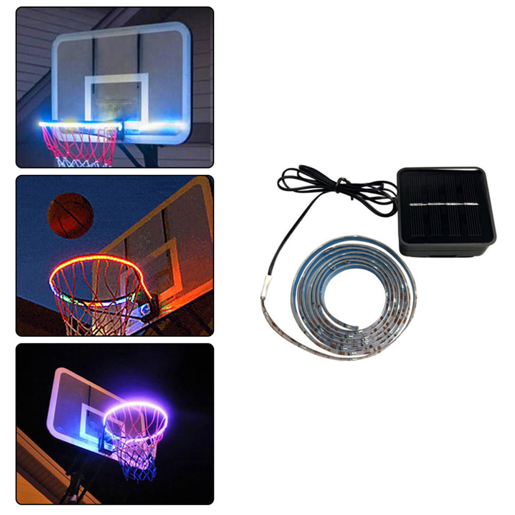 Night Light Basketball Net Portable Outdoor Solar Fluorescent Light Standard Basket Frame Cotton&Nylon Fiber Net Suitable for Any Court